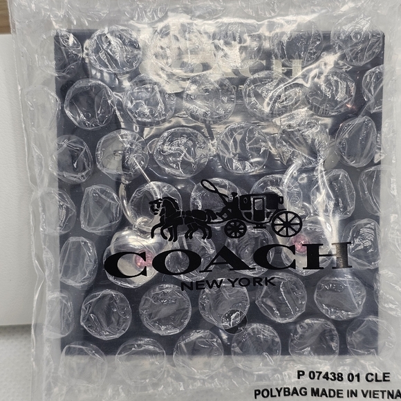 Coach Silver Tone Huggie Dangle Heart Earrings with Pink Crystals New With Tags - Picture 3 of 3